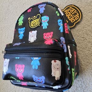 NWT Deddy Bears Black Backpack with Colorful Bear Print